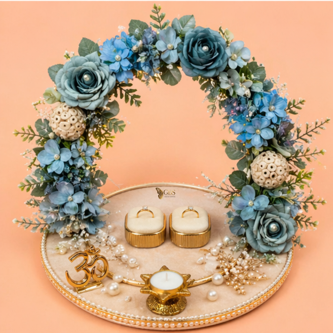 Powder Blue Floral Ring Platter