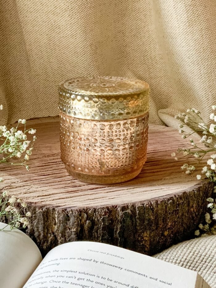 Textured Glass Candle – Vintage Glow
