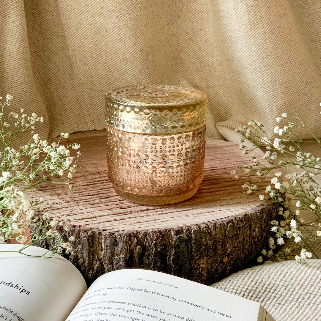 Textured Glass Candle – Vintage Glow