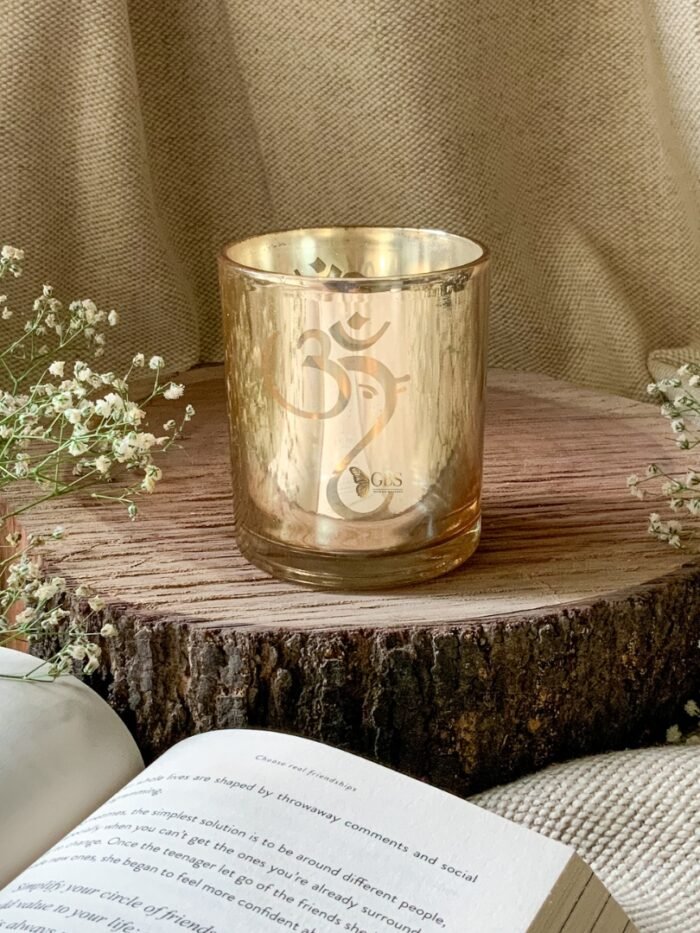 Om Metallic Candle – Festive Glow