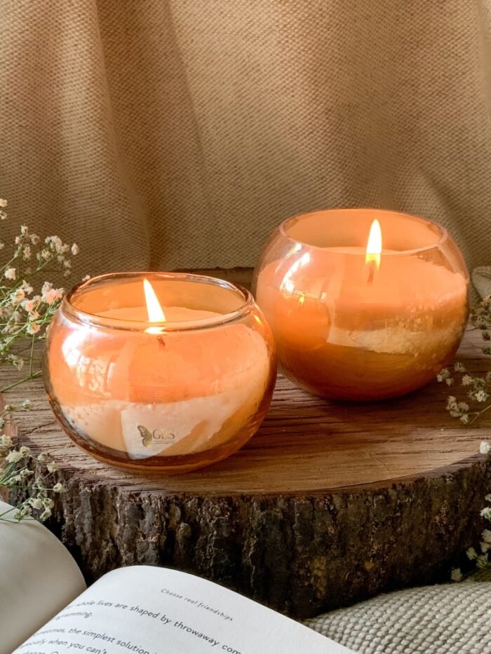 Marble Glass Candle Set – Warm Glow