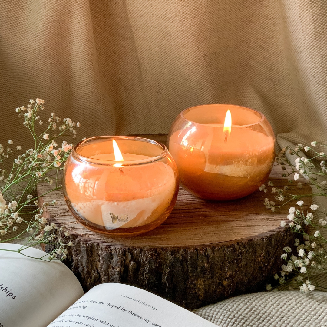 Marble Glass Candle Set – Warm Glow