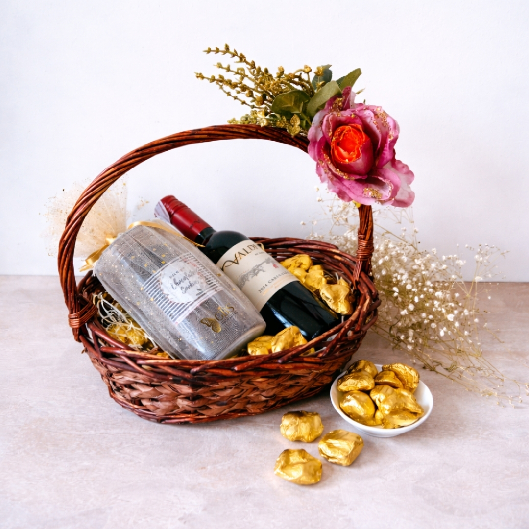 Rustic Wine & Indulgence Basket