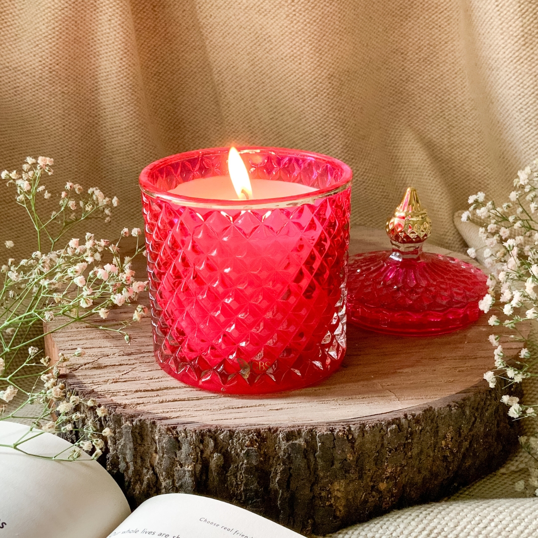 Fuschia Textured Candle – Warm Glow